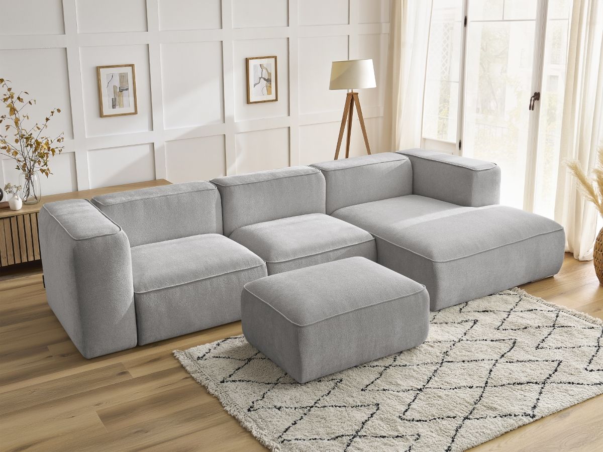 Canapé d'angle ZEPHYR avec pouf gris clair — vue 6