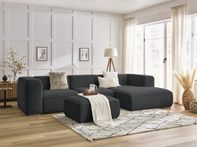 Canapé d'angle fixe ZEPHYR avec pouf