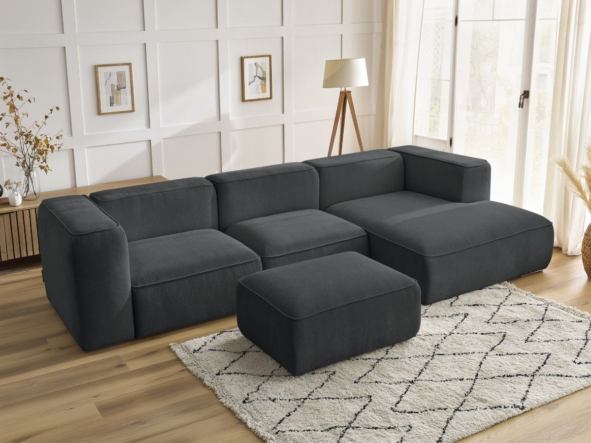 Canapé d'angle ZEPHYR avec pouf gris foncé — vue 6