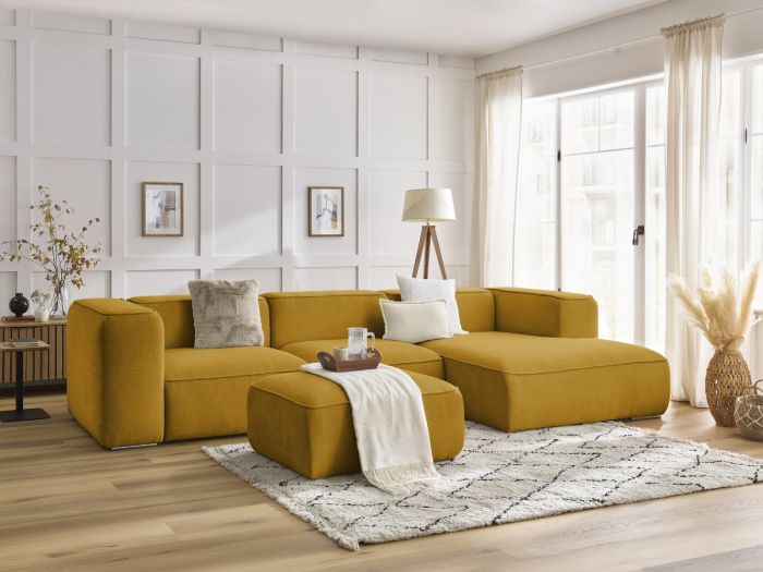 Canapé d'angle fixe ZEPHYR avec pouf