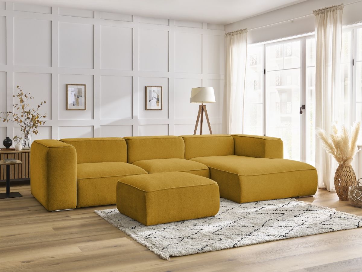 Canapé d'angle ZEPHYR avec pouf jaune — vue 4