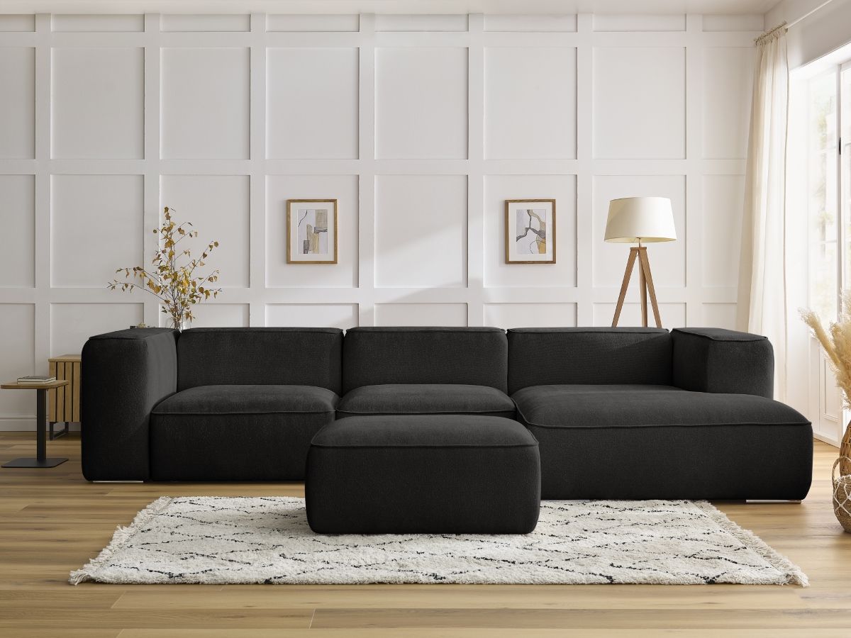 Canapé d'angle ZEPHYR avec pouf noir — vue 5