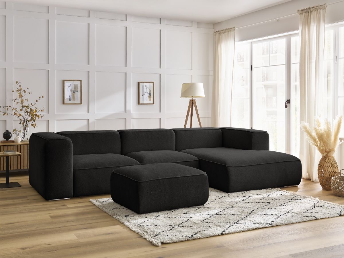Canapé d'angle ZEPHYR avec pouf noir — vue 4