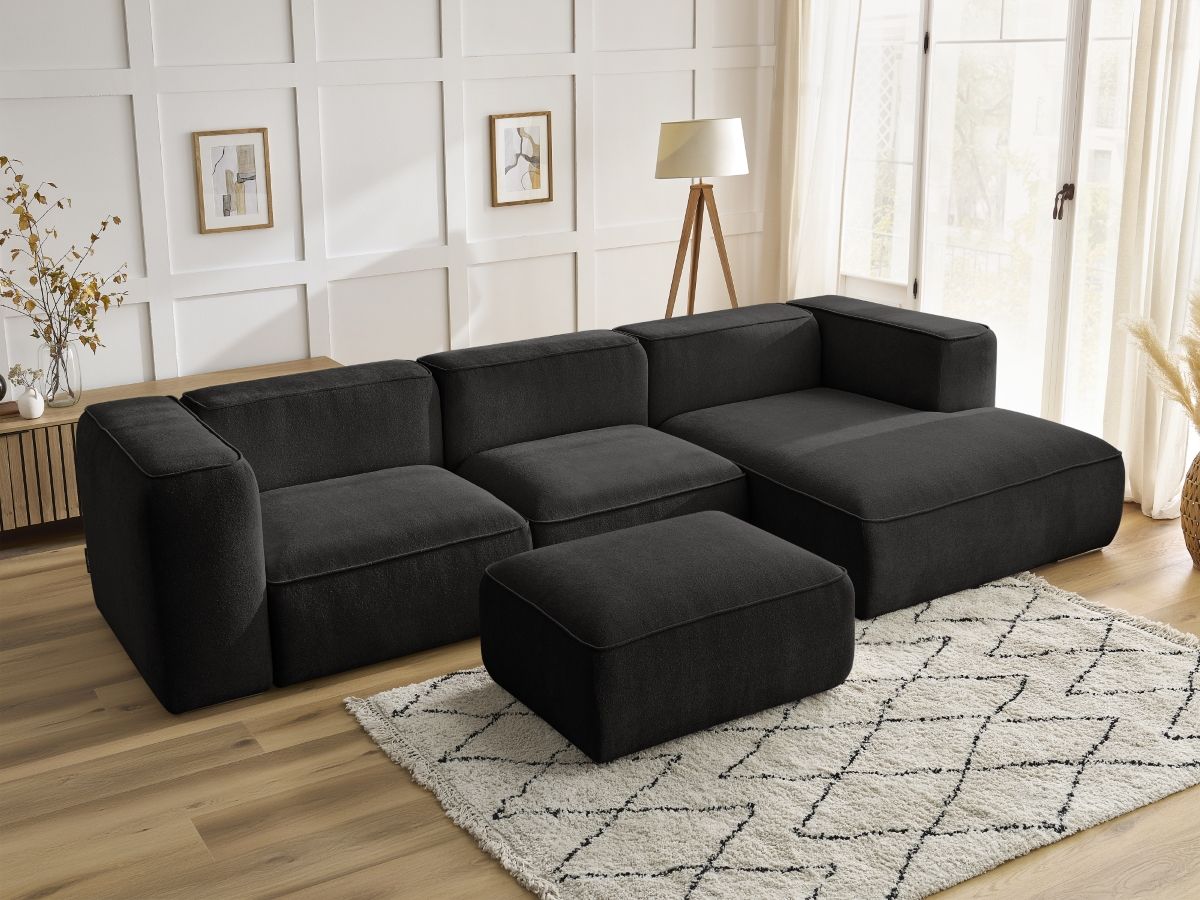 Canapé d'angle ZEPHYR avec pouf noir — vue 6