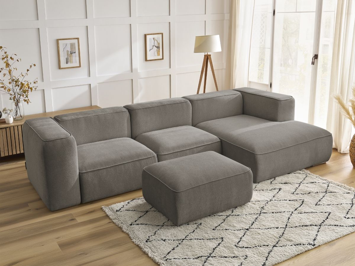 Canapé d'angle ZEPHYR avec pouf taupe — vue 6