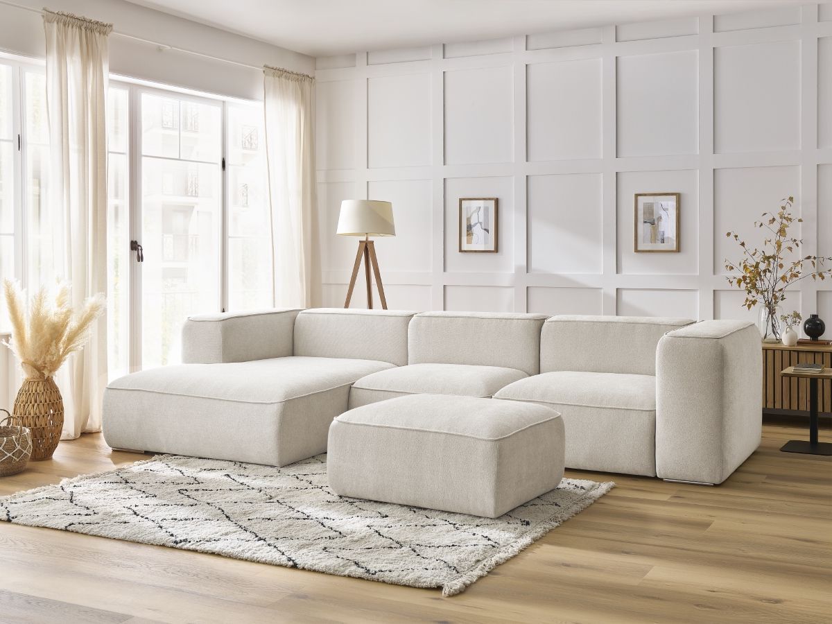 Canapé d'angle ZEPHYR avec pouf blanc — vue 4