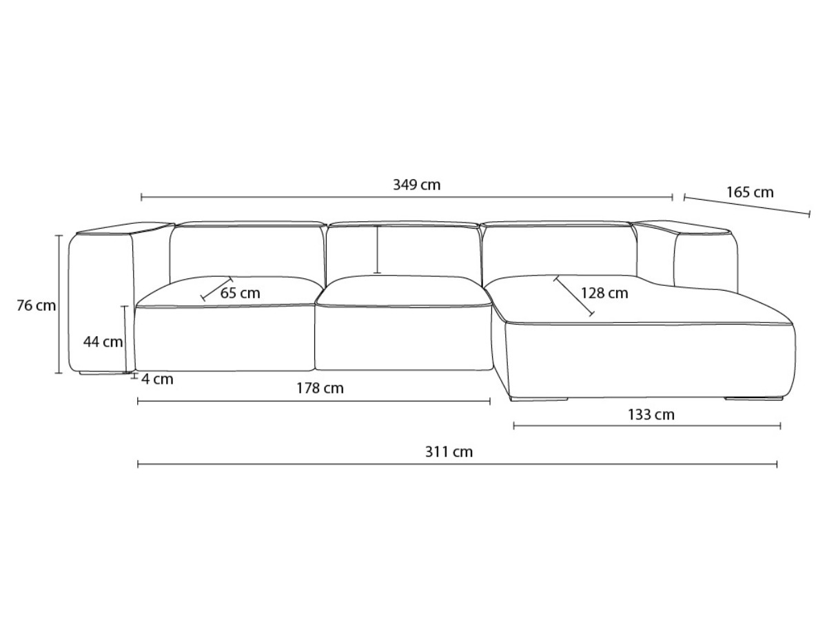 Canapé d'angle fixe EVEREST tissu chiné - Orange - Angle droit - 10 coussins