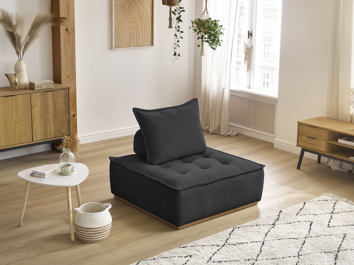 Canapé d'angle fixe EVEREST tissu chiné - Orange - Angle droit - 10 coussins