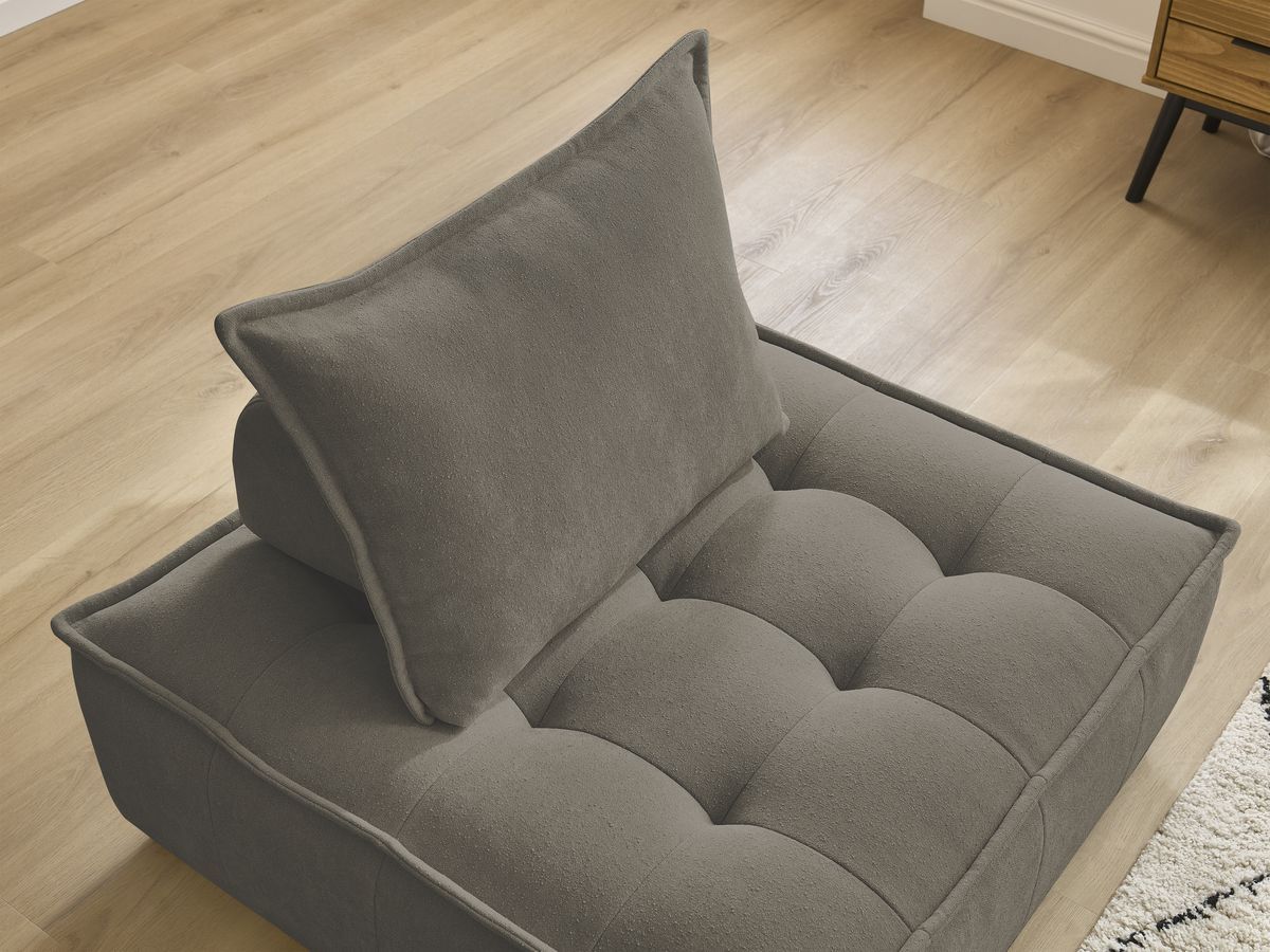 Canapé d'angle fixe EVEREST tissu chiné - Orange - Angle droit - 10 coussins