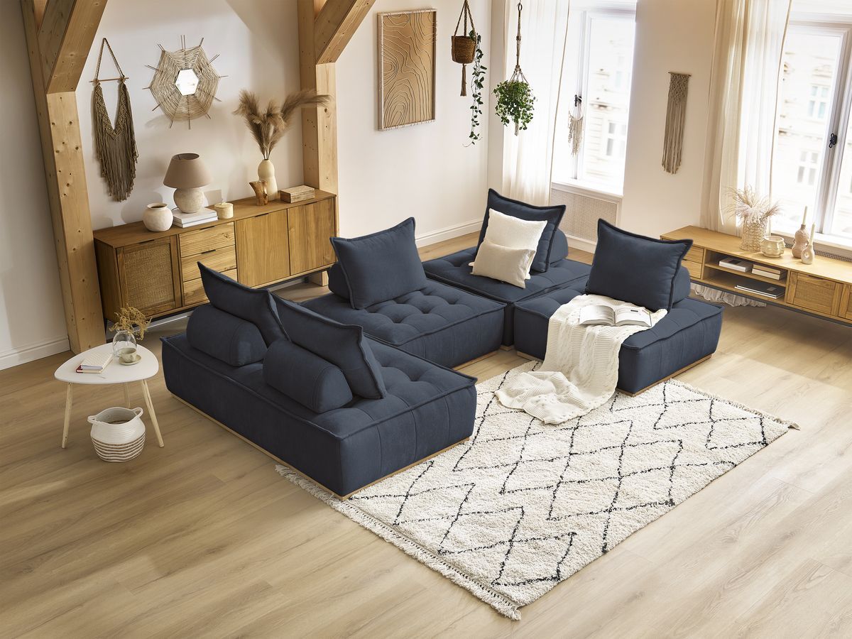 ELISA modulaire panoramabank met 3 eenpersoonsfauteuils en 1 tweepersoonsfauteuil