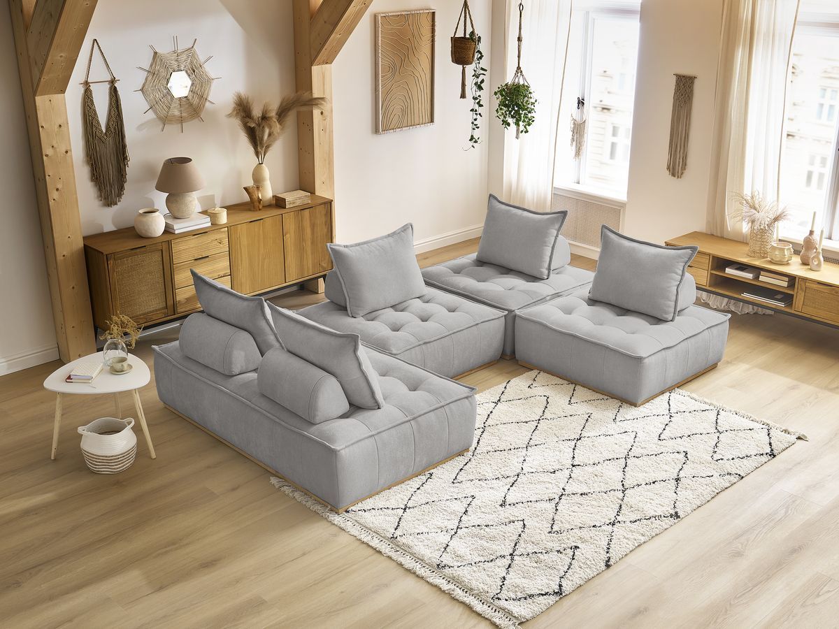 Canapé panoramique modulable ELISA gris clair — vue 5