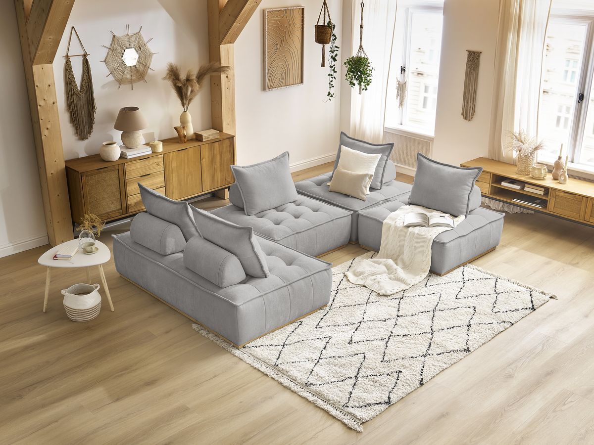 ELISA modulaire panoramabank met 3 eenpersoonsfauteuils en 1 tweepersoonsfauteuil