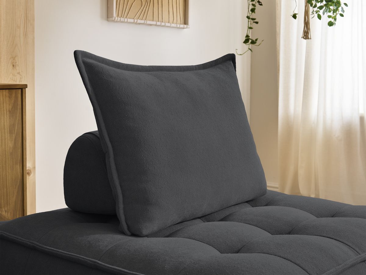 Canapé d'angle fixe EVEREST tissu chiné - Orange - Angle droit - 10 coussins