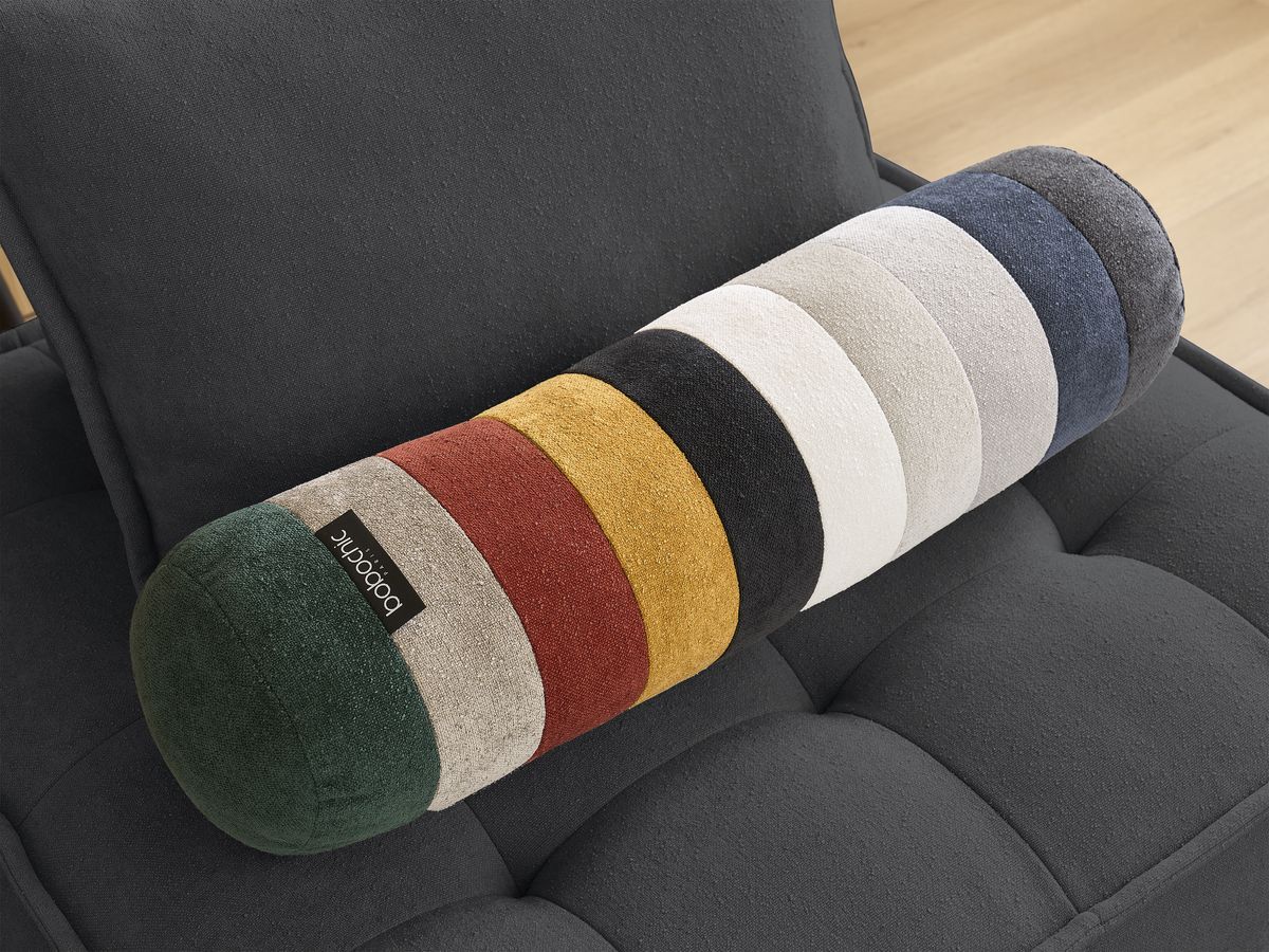 Canapé d'angle fixe EVEREST tissu chiné - Orange - Angle droit - 10 coussins