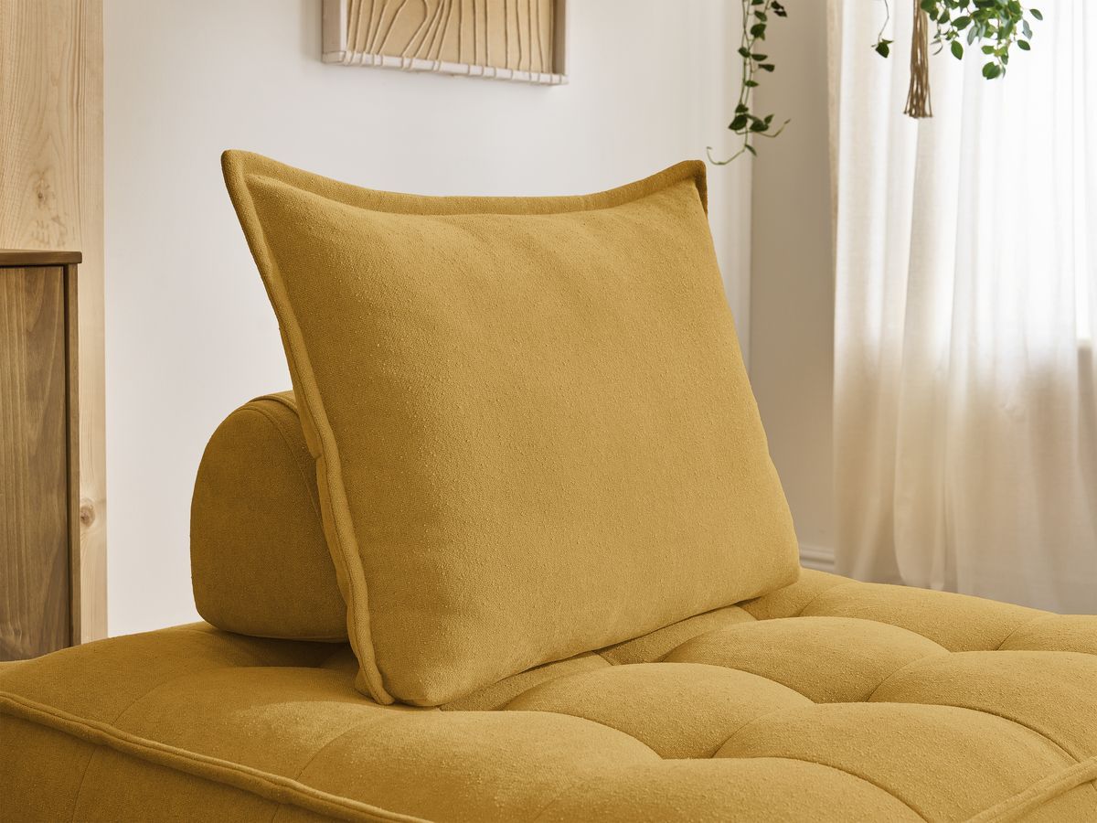 Canapé d'angle fixe EVEREST tissu chiné - Orange - Angle droit - 10 coussins