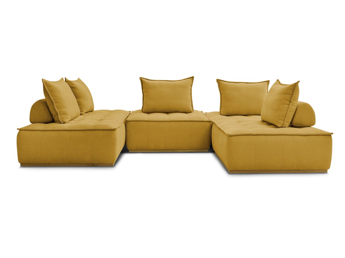 Canapé d'angle fixe EVEREST tissu chiné - Orange - Angle droit - 10 coussins