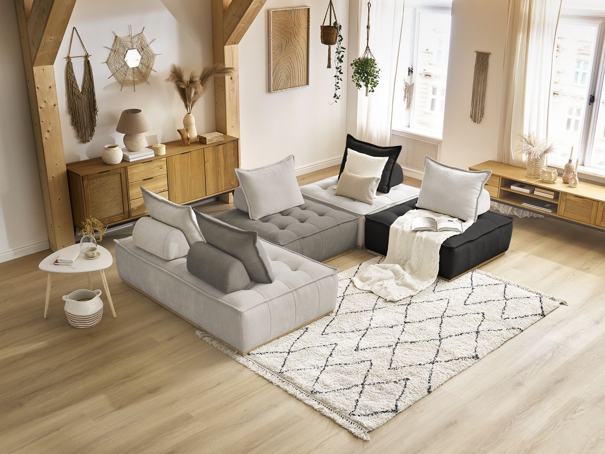 ELISA modulaire panoramabank met 3 eenpersoonsfauteuils en 1 tweepersoonsfauteuil