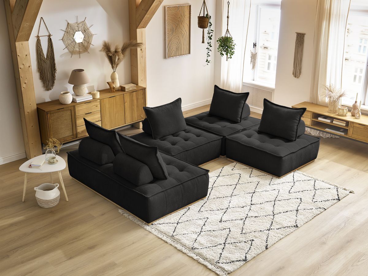Canapé panoramique modulable ELISA noir — vue 5