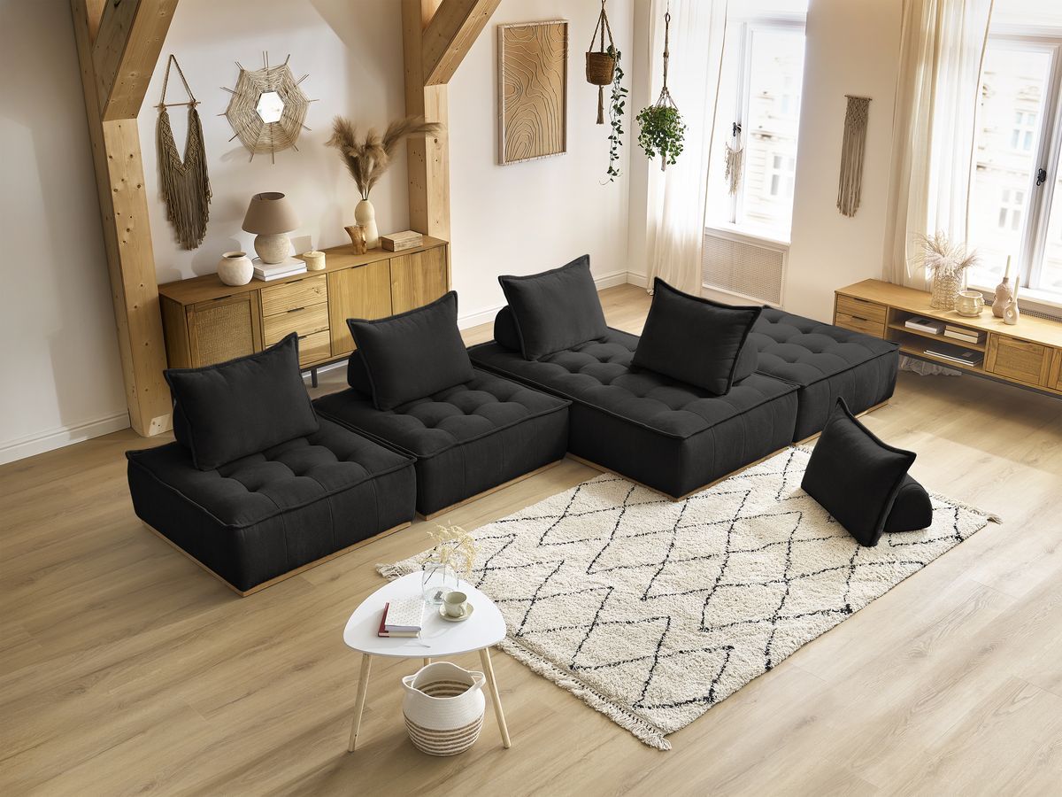 ELISA modulaire panoramabank met 3 eenpersoonsfauteuils en 1 tweepersoonsfauteuil