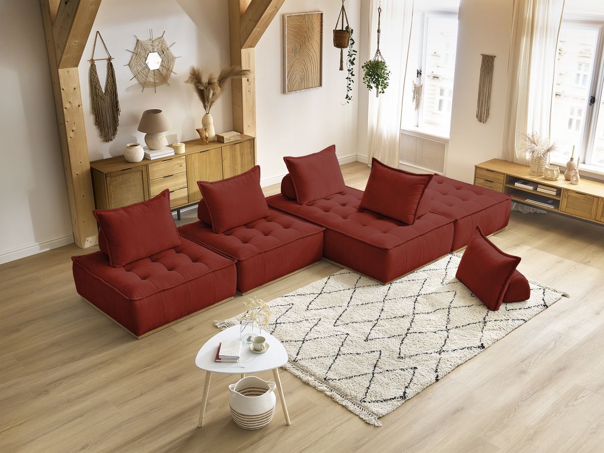 ELISA modulaire panoramabank met 3 eenpersoonsfauteuils en 1 tweepersoonsfauteuil