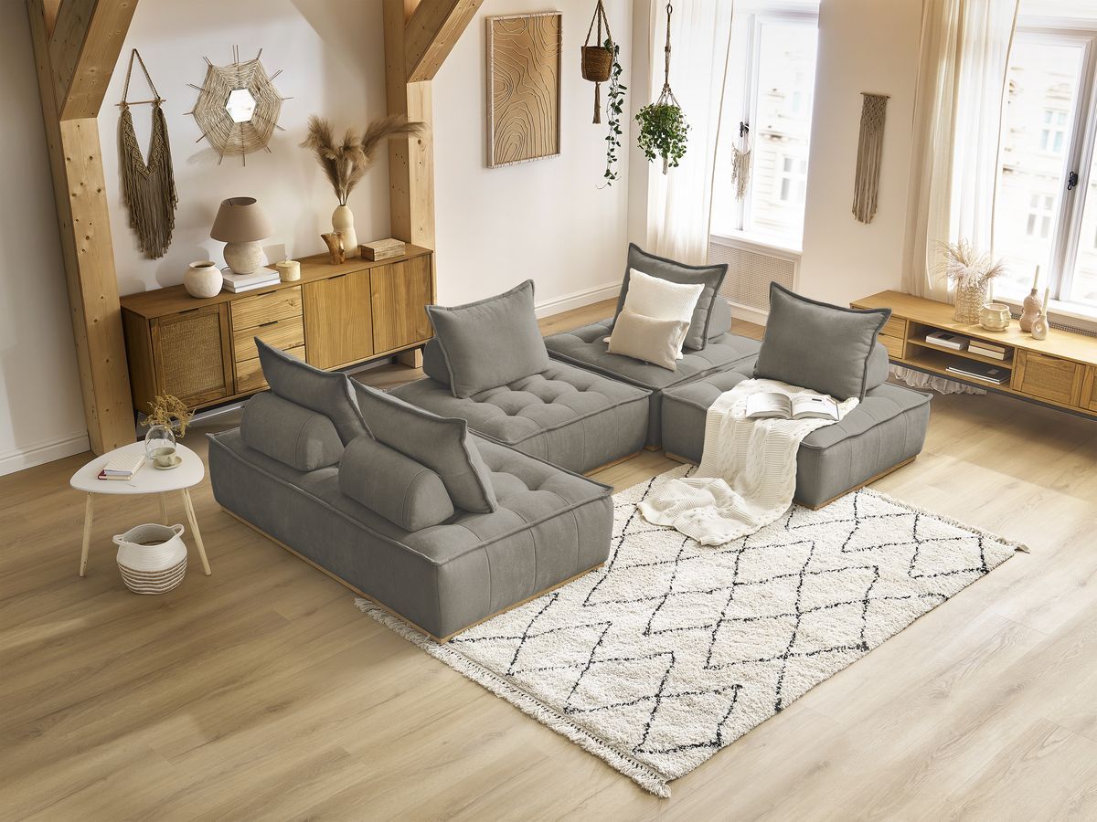 ELISA modulaire panoramabank met 3 eenpersoonsfauteuils en 1 tweepersoonsfauteuil