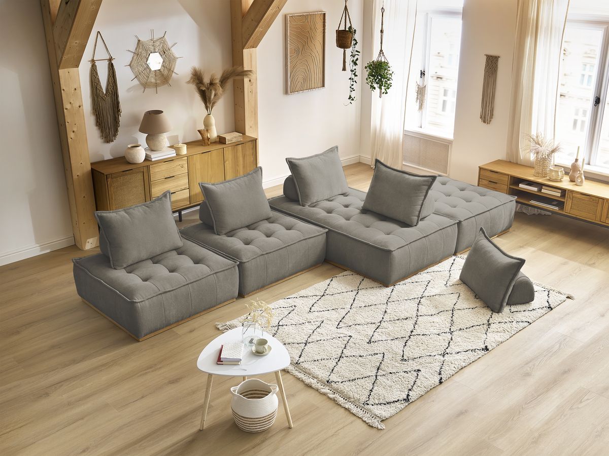 ELISA modulaire panoramabank met 3 eenpersoonsfauteuils en 1 tweepersoonsfauteuil