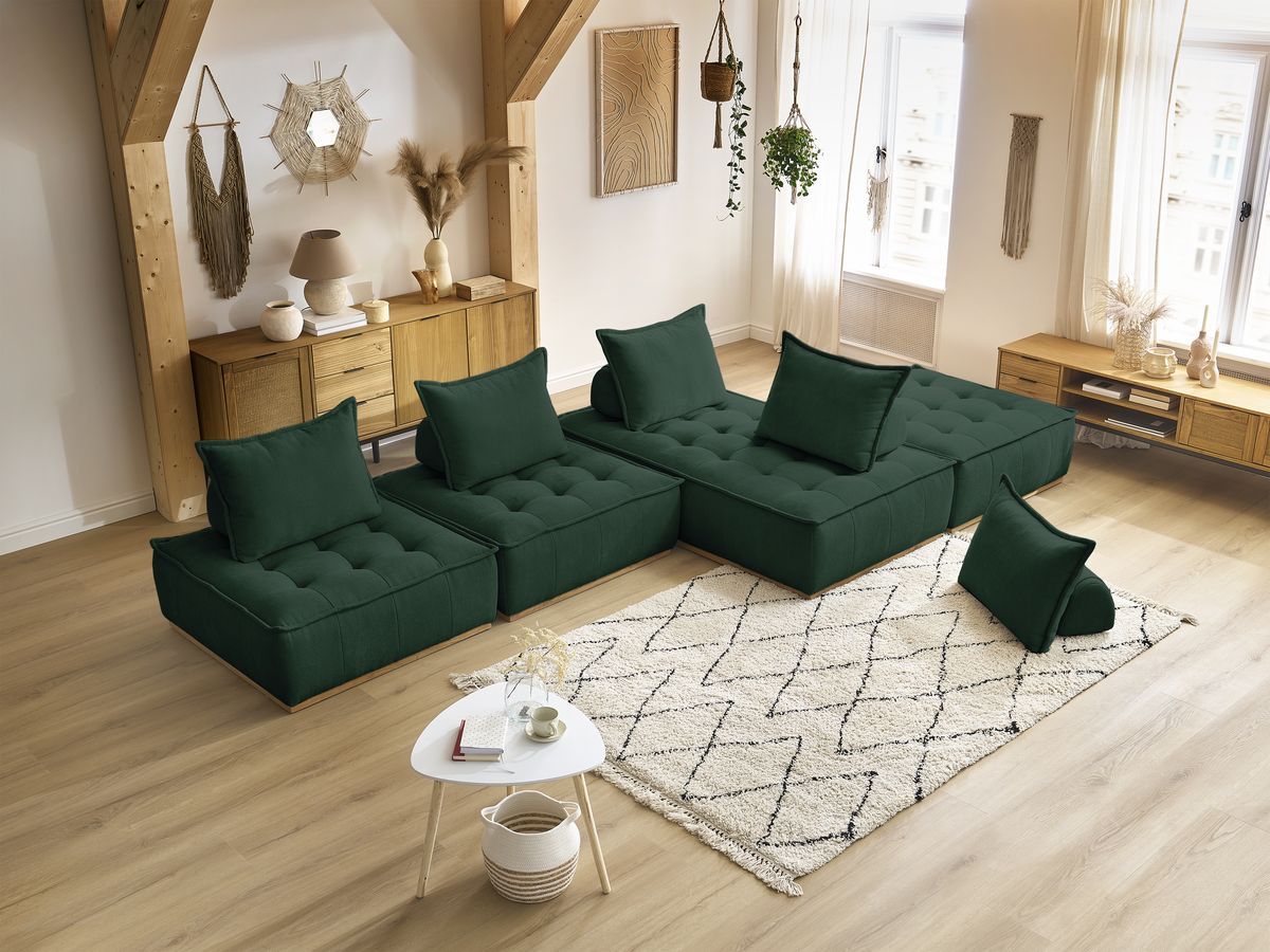 ELISA modulaire panoramabank met 3 eenpersoonsfauteuils en 1 tweepersoonsfauteuil