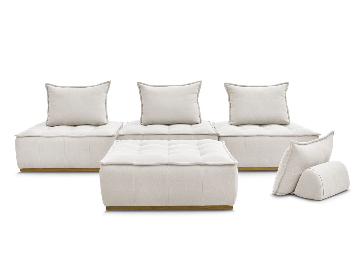 Canapé d'angle fixe EVEREST tissu chiné - Orange - Angle droit - 10 coussins