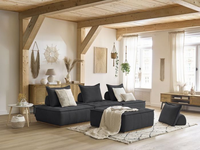 Canapé droit modulable ELISA avec 4 chauffeuses 1 place