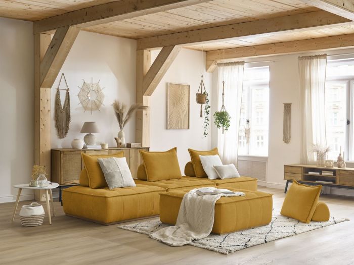 Canapé droit modulable ELISA avec 4 chauffeuses 1 place