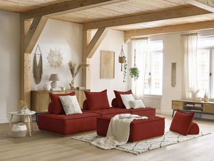 Canapé droit modulable ELISA avec 4 chauffeuses 1 place