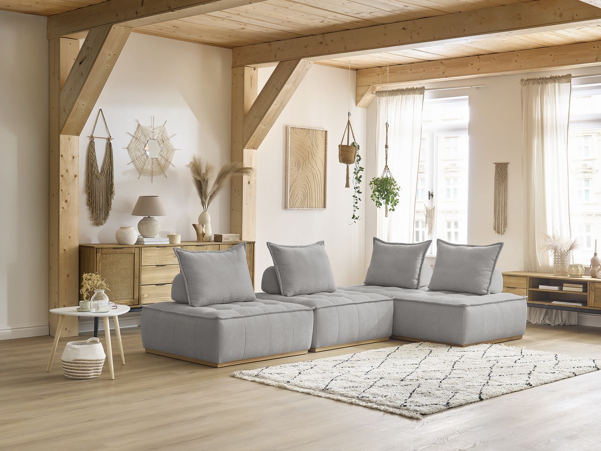 Canapé d'angle modulable ELISA gris clair — vue 5