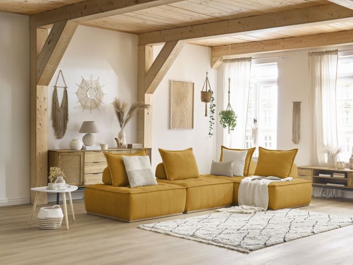 Canapé d'angle modulable ELISA avec 2 chauffeuses 1 place et 1 chauffeuse 2 places