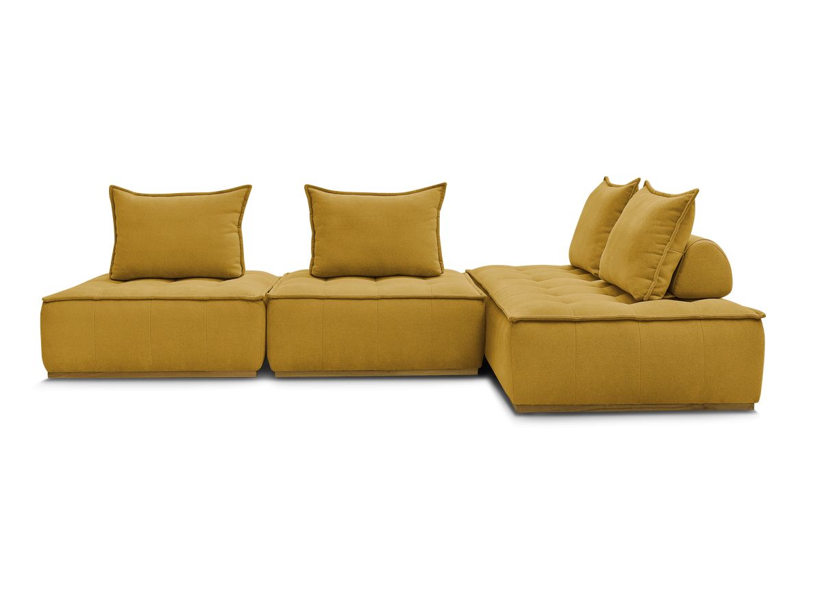 Canapé d'angle fixe EVEREST tissu chiné - Orange - Angle droit - 10 coussins