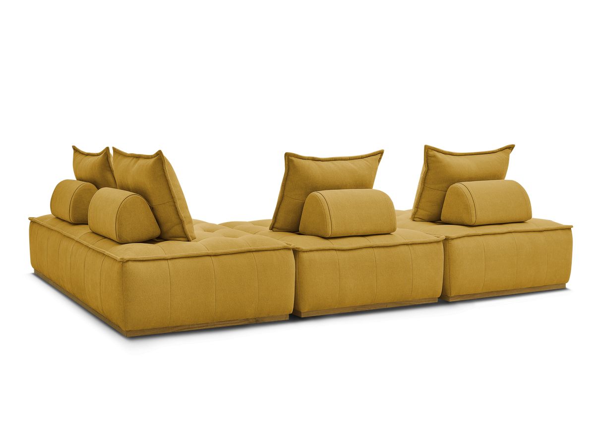 Canapé d'angle fixe EVEREST tissu chiné - Orange - Angle droit - 10 coussins