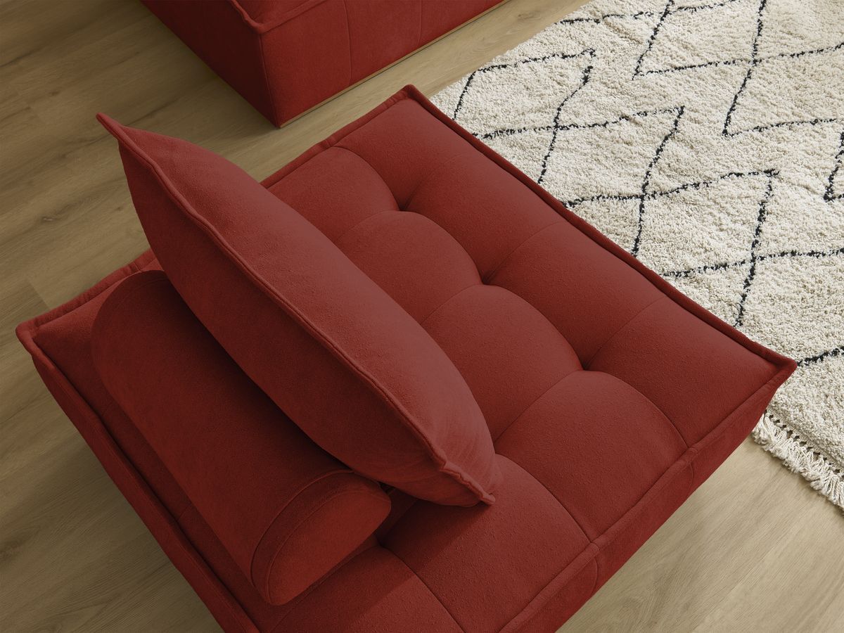 Canapé d'angle fixe EVEREST tissu chiné - Orange - Angle droit - 10 coussins