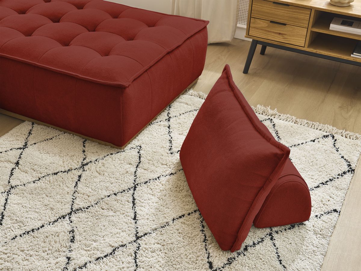 Canapé d'angle fixe EVEREST tissu chiné - Orange - Angle droit - 10 coussins