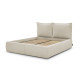 Lit coffre GARANCE avec tête de lit effet oreiller tissu bouclette