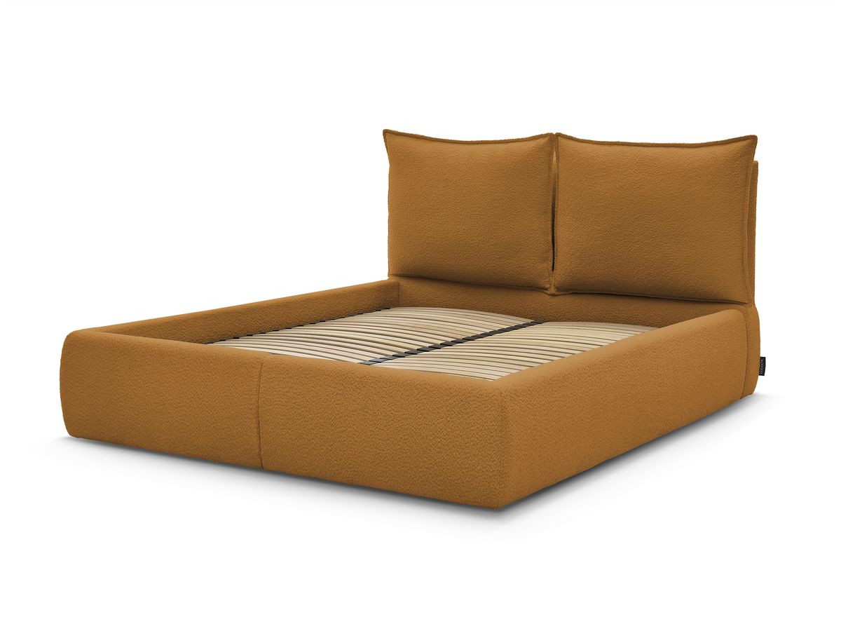 GARANCE opbergbed met hoofdbord met kusseneffect in badstof