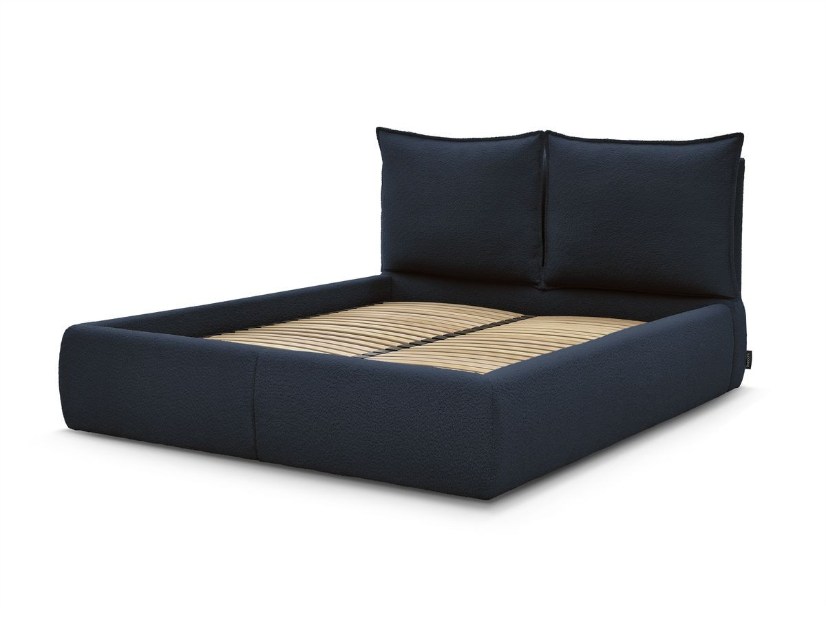 GARANCE opbergbed met hoofdbord met kusseneffect in badstof