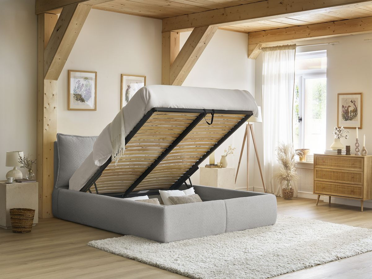 Canapé d'angle fixe EVEREST tissu chiné - Orange - Angle droit - 10 coussins