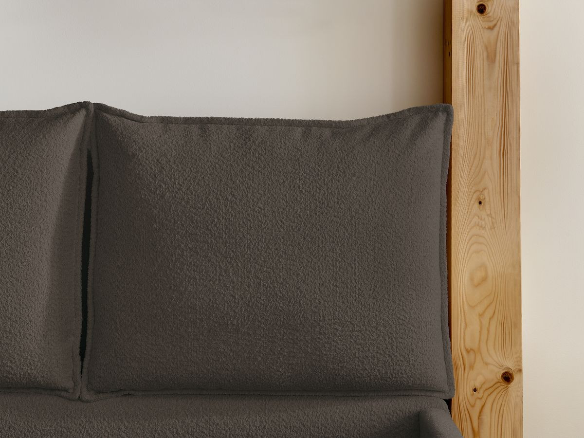 GARANCE opbergbed met hoofdbord met kusseneffect in badstof