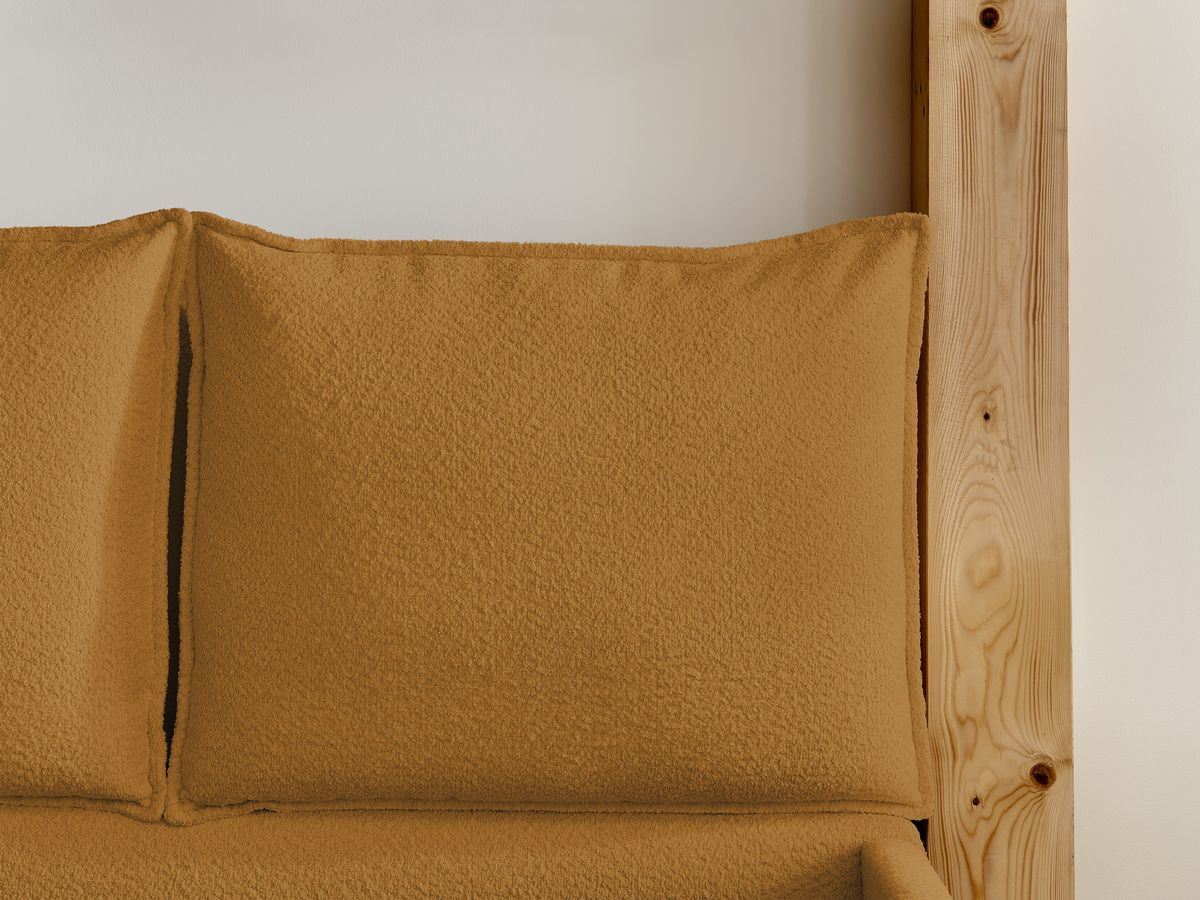 GARANCE opbergbed met hoofdbord met kusseneffect in badstof