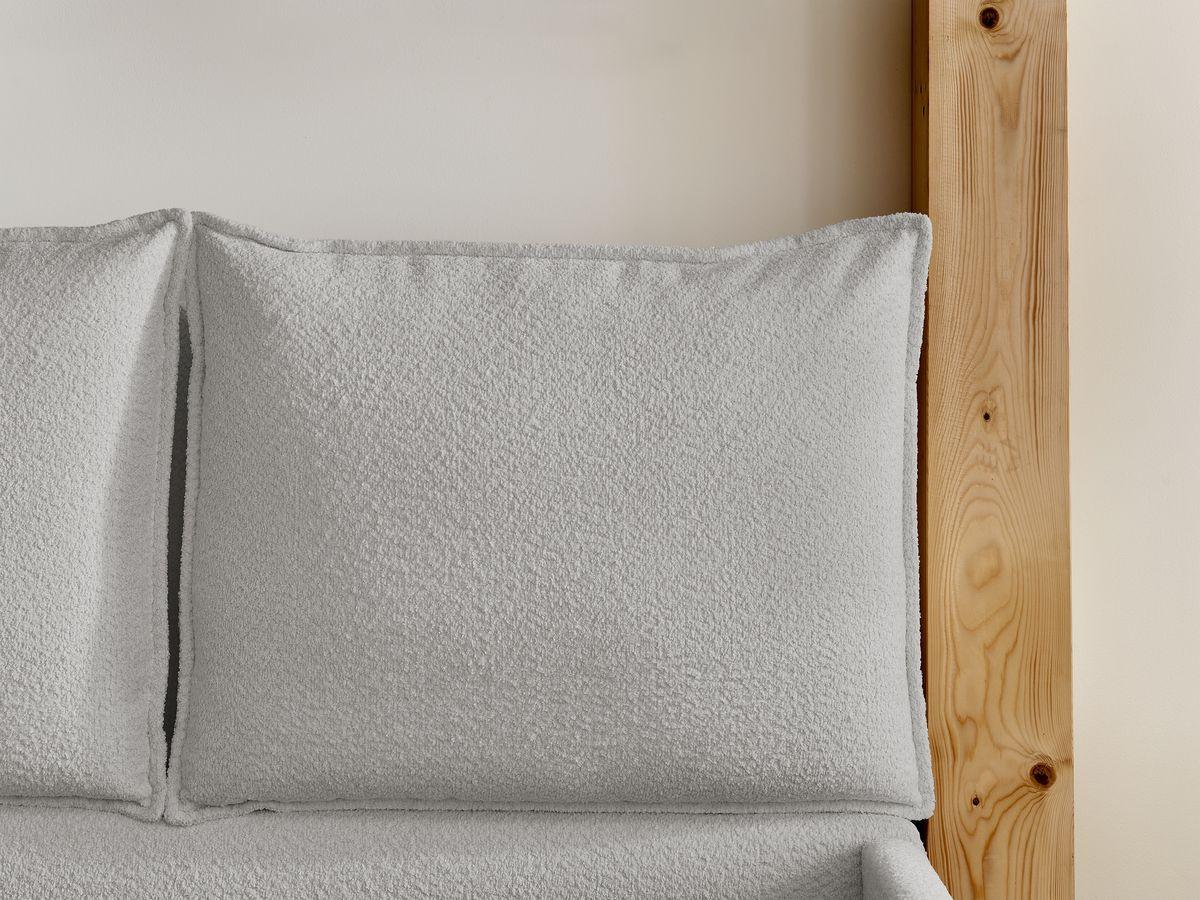 Canapé d'angle fixe EVEREST tissu chiné - Orange - Angle droit - 10 coussins