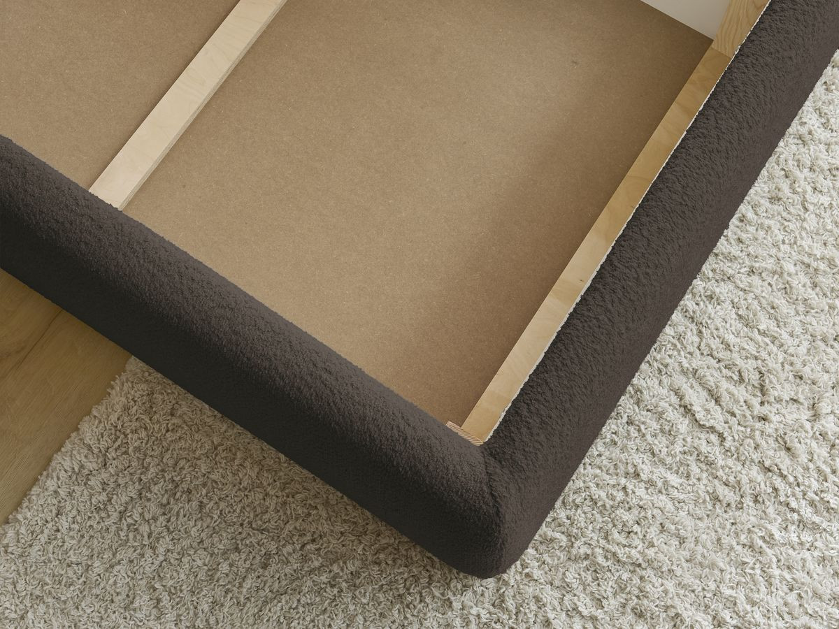 GARANCE opbergbed met hoofdbord met kusseneffect in badstof