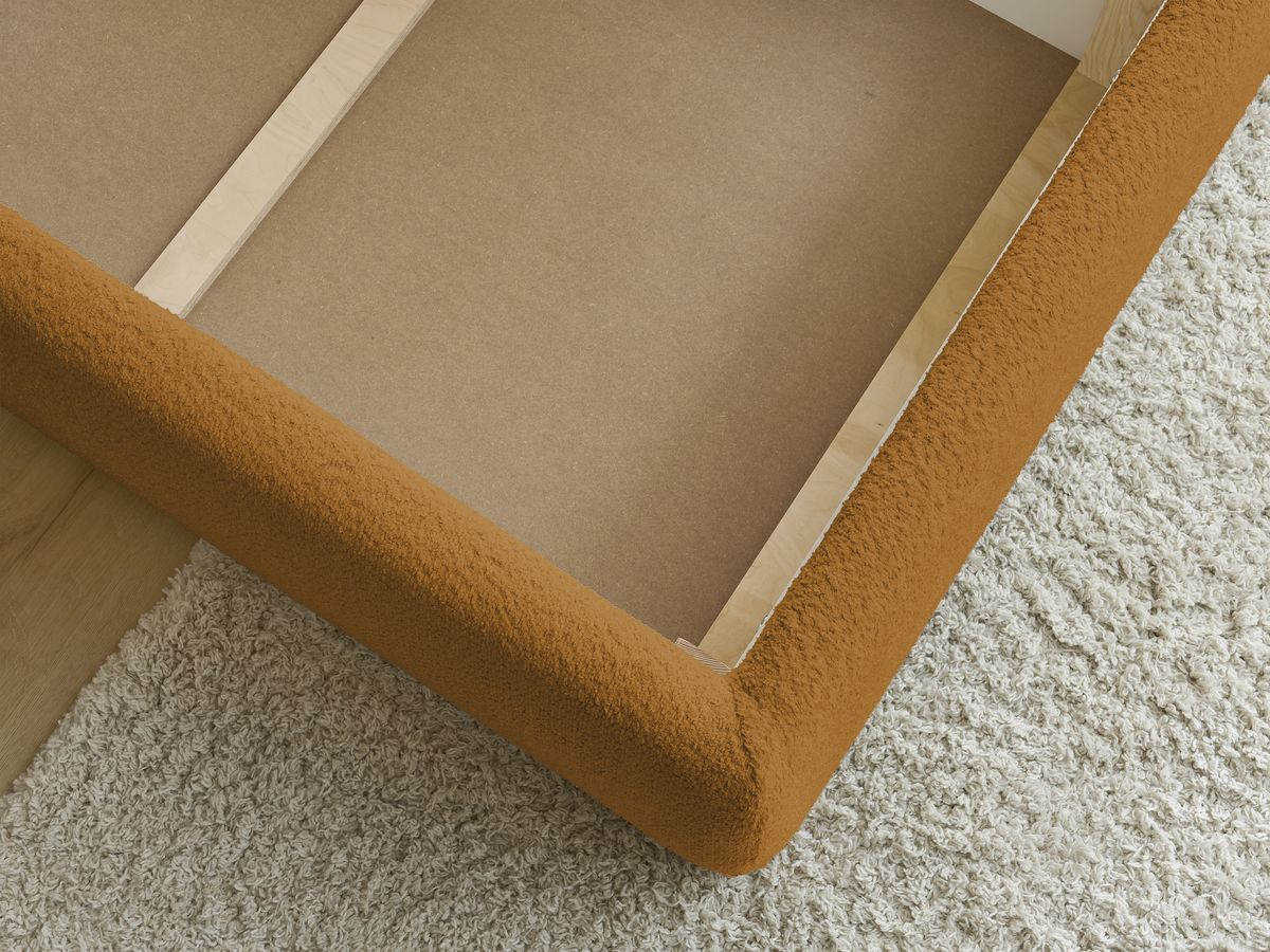 GARANCE opbergbed met hoofdbord met kusseneffect in badstof