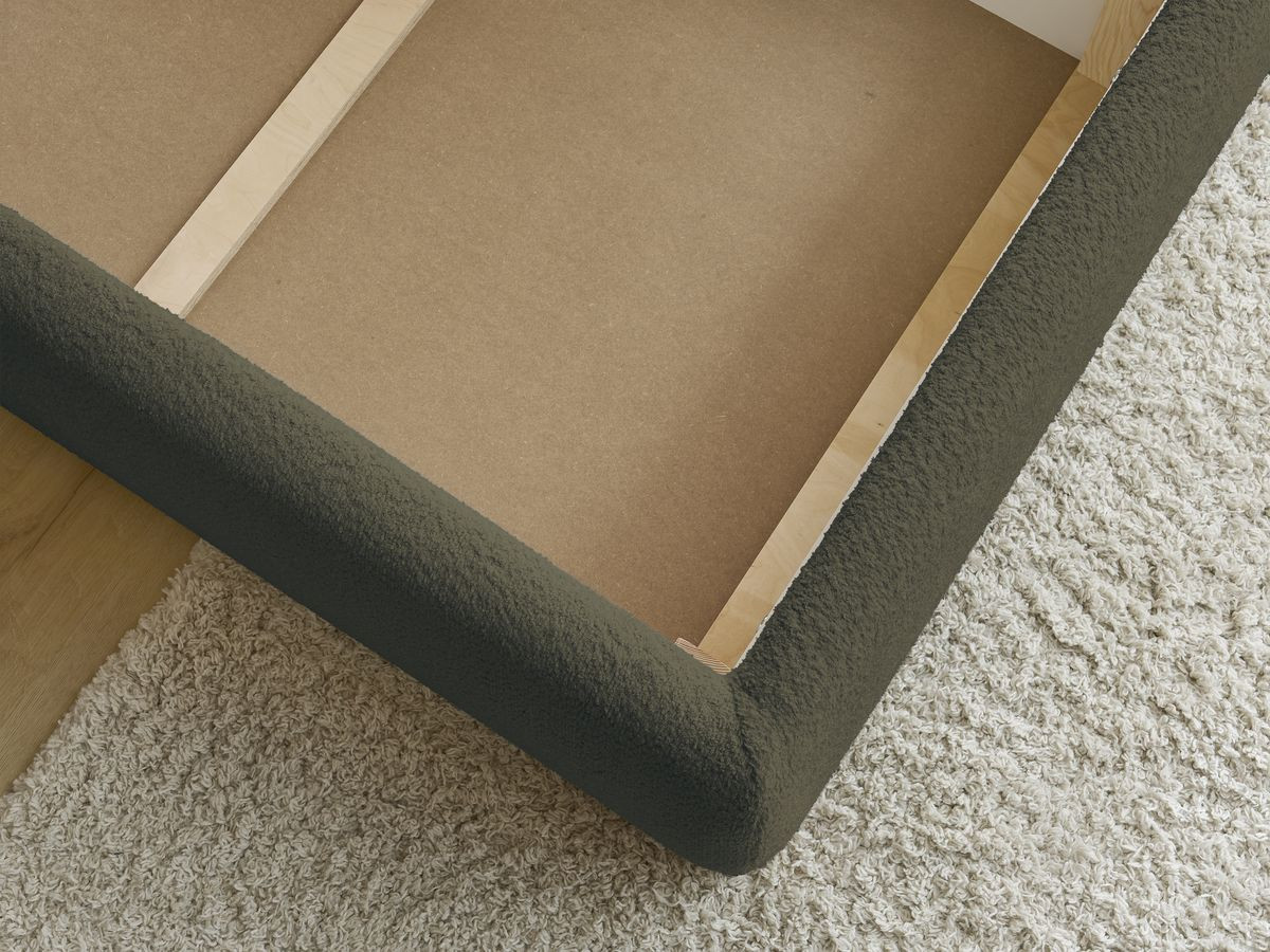 GARANCE opbergbed met hoofdbord met kusseneffect in badstof