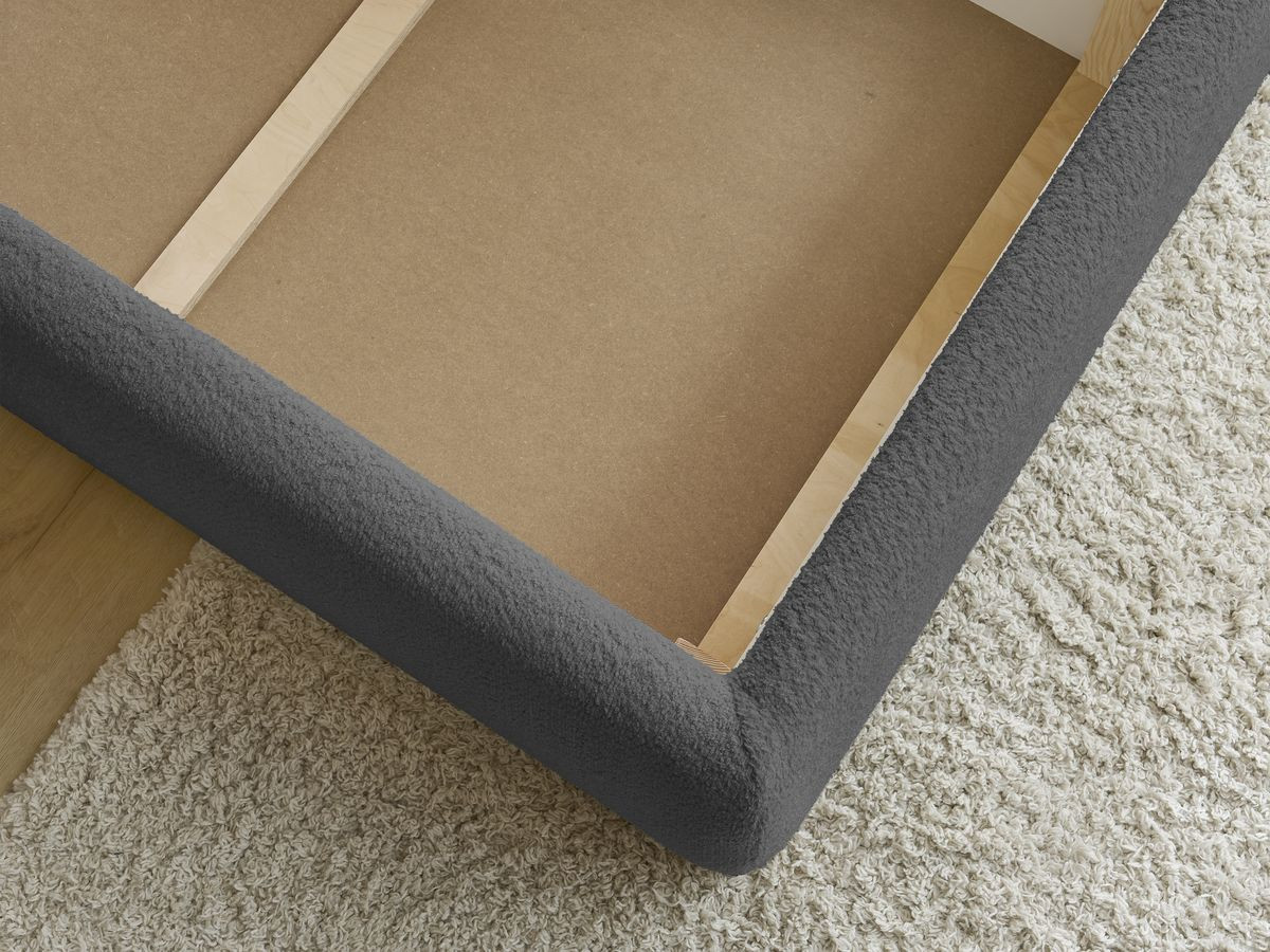 GARANCE opbergbed met hoofdbord met kusseneffect in badstof