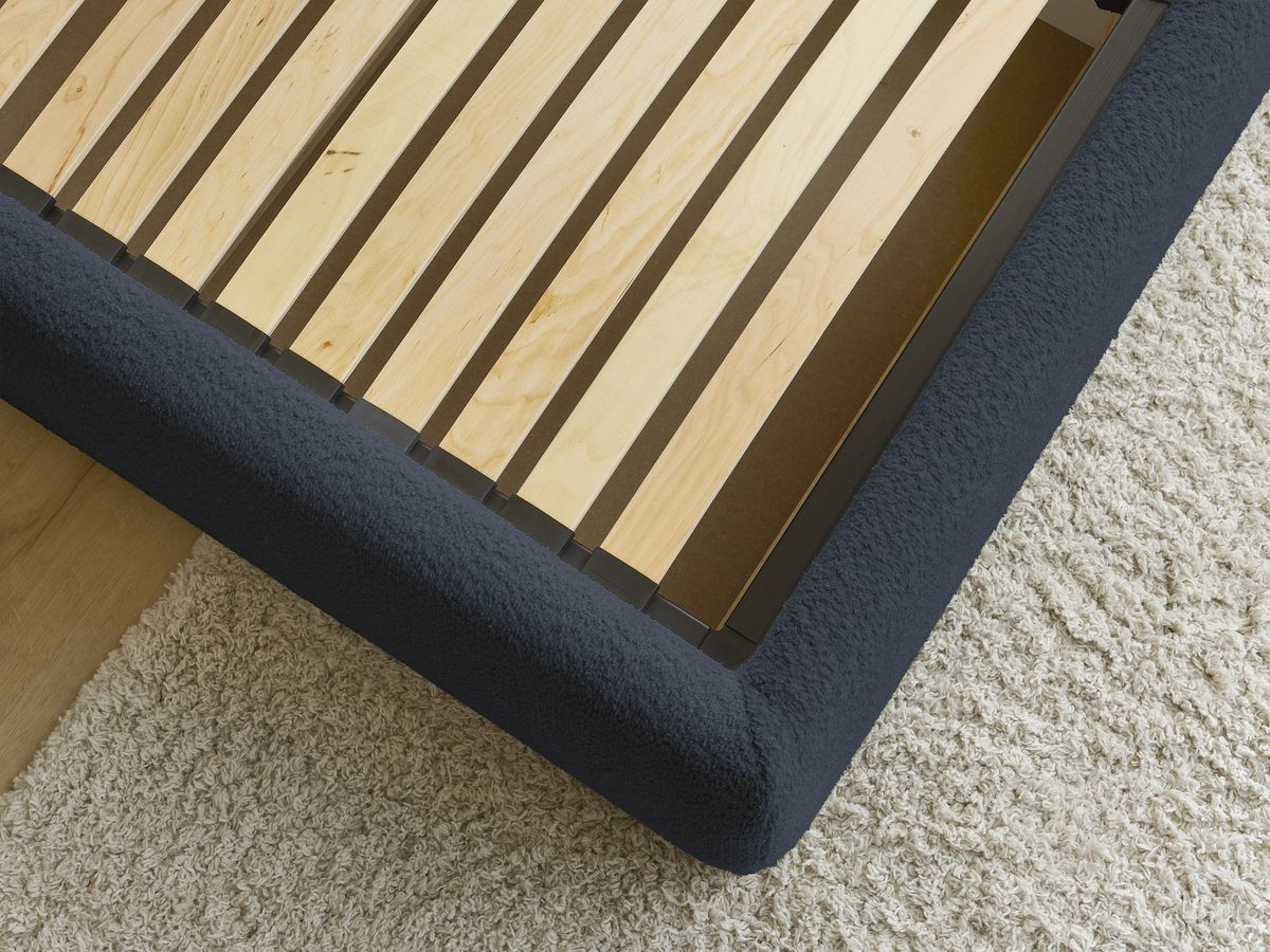 GARANCE opbergbed met hoofdbord met kusseneffect in badstof