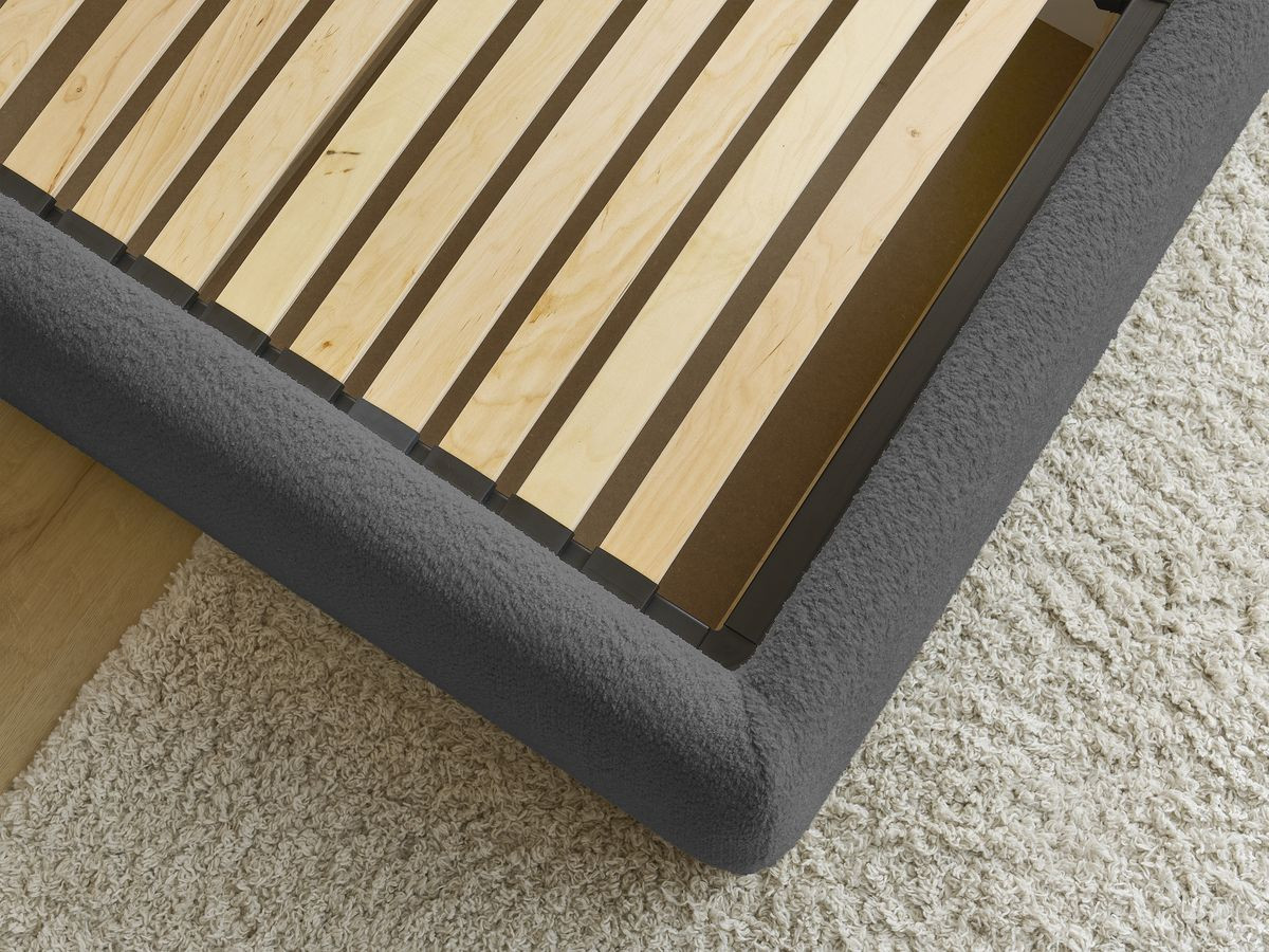 GARANCE opbergbed met hoofdbord met kusseneffect in badstof